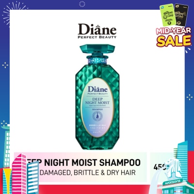 MOIST DIANE Perfect Beauty Deep Night Moist Shampoo (Cleanse & Nourish Scalp + Repairs Brittle + Damaged Hair) 450ml
