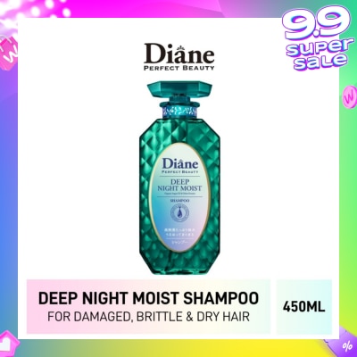 MOIST DIANE Perfect Beauty Deep Night Moist Shampoo (Cleanse & Nourish Scalp + Repairs Brittle + Damaged Hair) 450ml