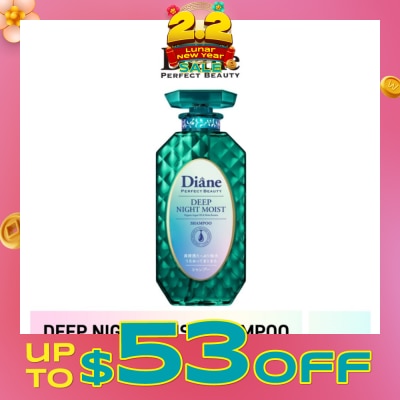 MOIST DIANE Perfect Beauty Deep Night Moist Shampoo (Cleanse & Nourish Scalp + Repairs Brittle + Damaged Hair) 450ml