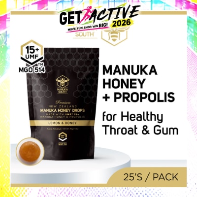 MANUKA SOUTH - UMF15+ Manuka Honey Drops with Propolis Lemon Lozenges 25s image