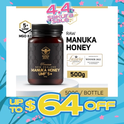 MANUKA SOUTH - UMF 5+ MGO83 Manuka Honey (Authentic 100% New Zealand Manuka Honey for Immunity + Digestion + Skin Health) 500g