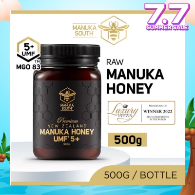 MANUKA SOUTH UMF 5+ MGO83 Manuka Honey (Authentic 100% New Zealand Manuka Honey for Immunity + Digestion + Skin Health) 500g