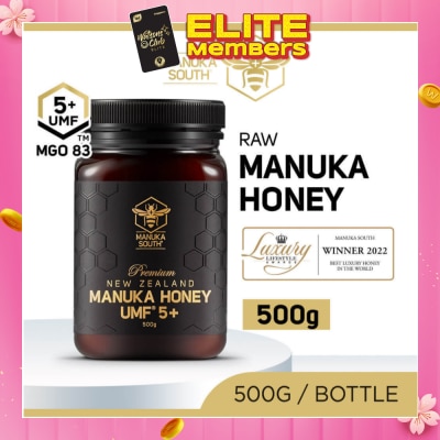 MANUKA SOUTH UMF 5+ MGO83 Manuka Honey (Authentic 100% New Zealand Manuka Honey for Immunity + Digestion + Skin Health) 500g