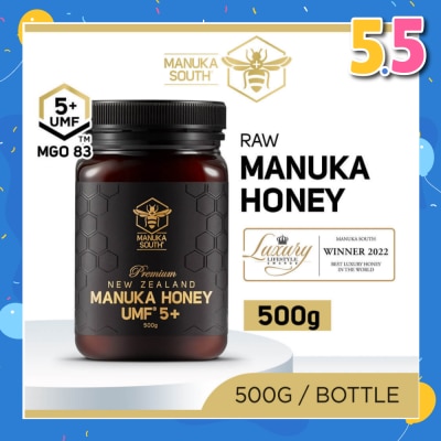 MANUKA SOUTH UMF 5+ MGO83 Manuka Honey (Authentic 100% New Zealand Manuka Honey for Immunity + Digestion + Skin Health) 500g