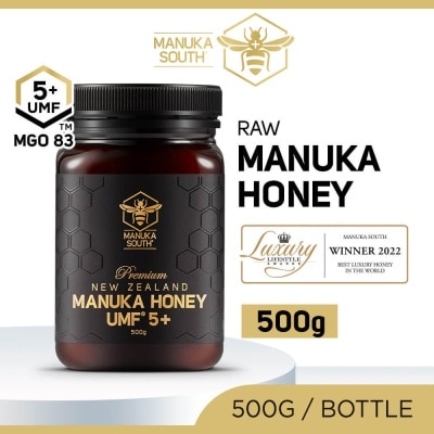 MANUKA SOUTH UMF 5+ MGO83 Manuka Honey (Authentic 100% New Zealand Manuka Honey for Immunity + Digestion + Skin Health) 500g