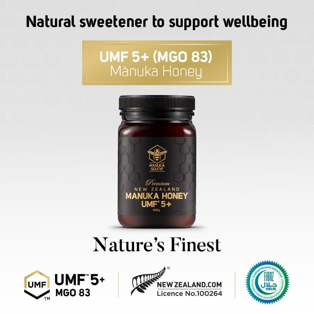 UMF 5+ MGO83 Manuka Honey (Authentic 100% New Zealand Manuka Honey for Immunity + Digestion + Skin Health) 500g