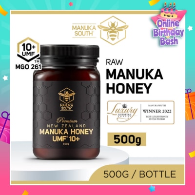 MANUKA SOUTH UMF 10+ MGO261 Manuka Honey (Authentic 100% New Zealand Manuka Honey for Immunity + Digestion + Skin Health) 500g