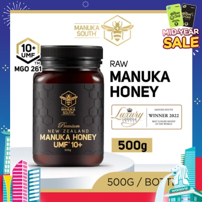 MANUKA SOUTH UMF 10+ MGO261 Manuka Honey (Authentic 100% New Zealand Manuka Honey for Immunity + Digestion + Skin Health) 500g