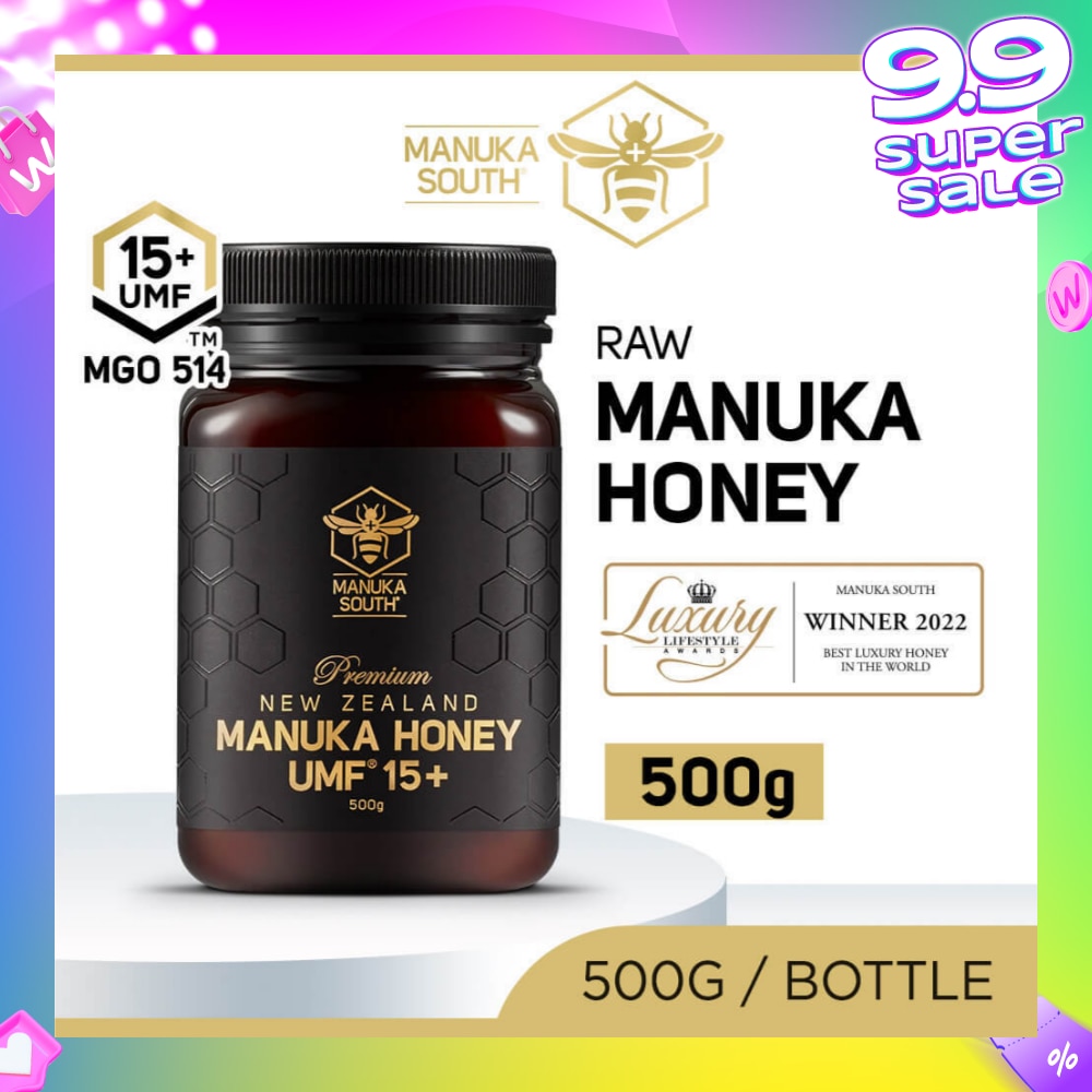 UMF 15+ MGO514 Manuka Honey (Authentic 100% New Zealand Manuka Honey for Immunity + Digestion + Skin Health) 500g