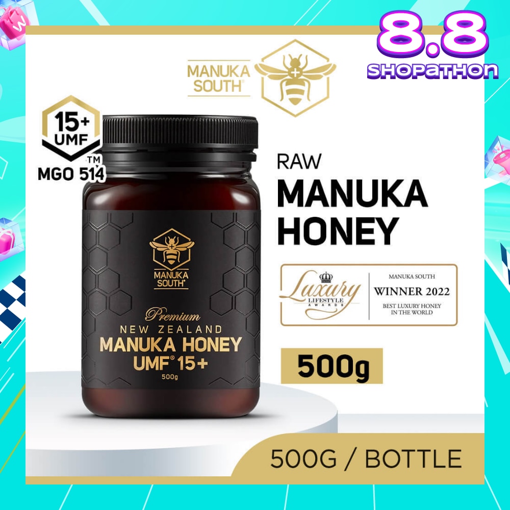 UMF 15+ MGO514 Manuka Honey (Authentic 100% New Zealand Manuka Honey for Immunity + Digestion + Skin Health) 500g