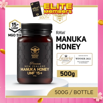 MANUKA SOUTH UMF 15+ MGO514 Manuka Honey (Authentic 100% New Zealand Manuka Honey for Immunity + Digestion + Skin Health) 500g