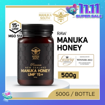 MANUKA SOUTH UMF 15+ MGO514 Manuka Honey (Authentic 100% New Zealand Manuka Honey for Immunity + Digestion + Skin Health) 500g