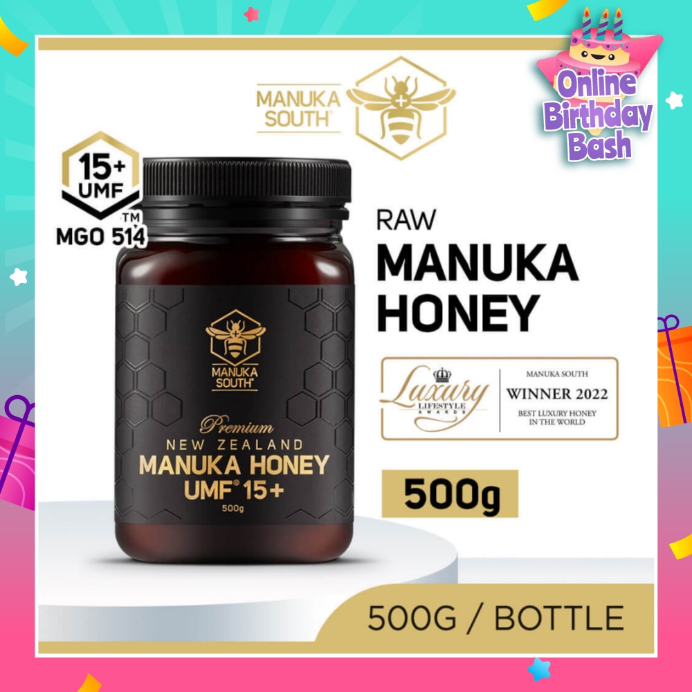 UMF 15+ MGO514 Manuka Honey (Authentic 100% New Zealand Manuka Honey for Immunity + Digestion + Skin Health) 500g