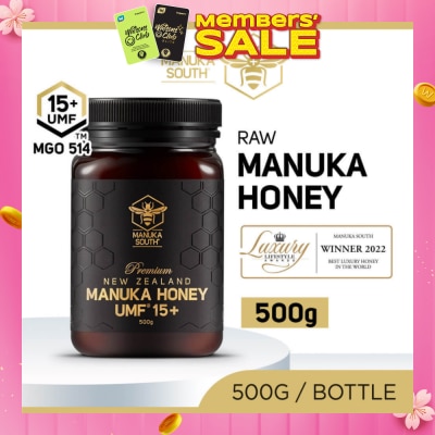 MANUKA SOUTH UMF 15+ MGO514 Manuka Honey (Authentic 100% New Zealand Manuka Honey for Immunity + Digestion + Skin Health) 500g