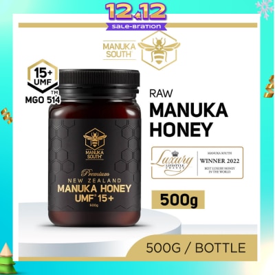 MANUKA SOUTH UMF 15+ MGO514 Manuka Honey (Authentic 100% New Zealand Manuka Honey for Immunity + Digestion + Skin Health) 500g
