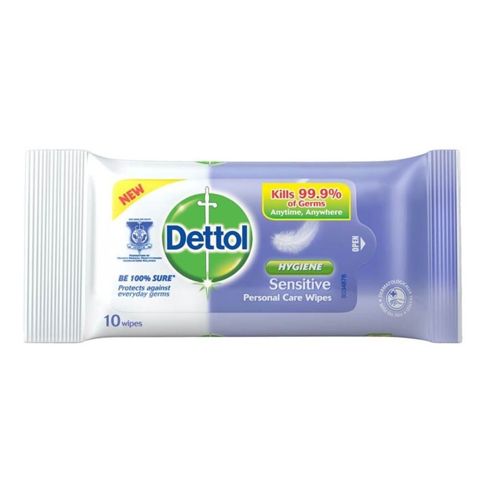 Anti-Bacterial Wet Wipes Sensitive (Removes 99.9% Germs) 10s