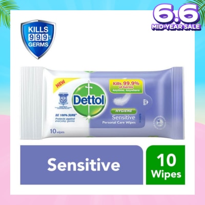 DETTOL Anti-Bacterial Wet Wipes Sensitive (Removes 99.9% Germs) 10s