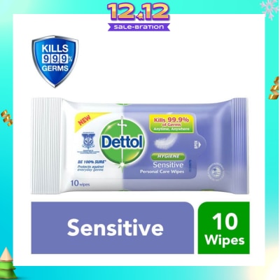 DETTOL Anti-Bacterial Wet Wipes Sensitive (Removes 99.9% Germs) 10s (Expiry: Aug`2026)