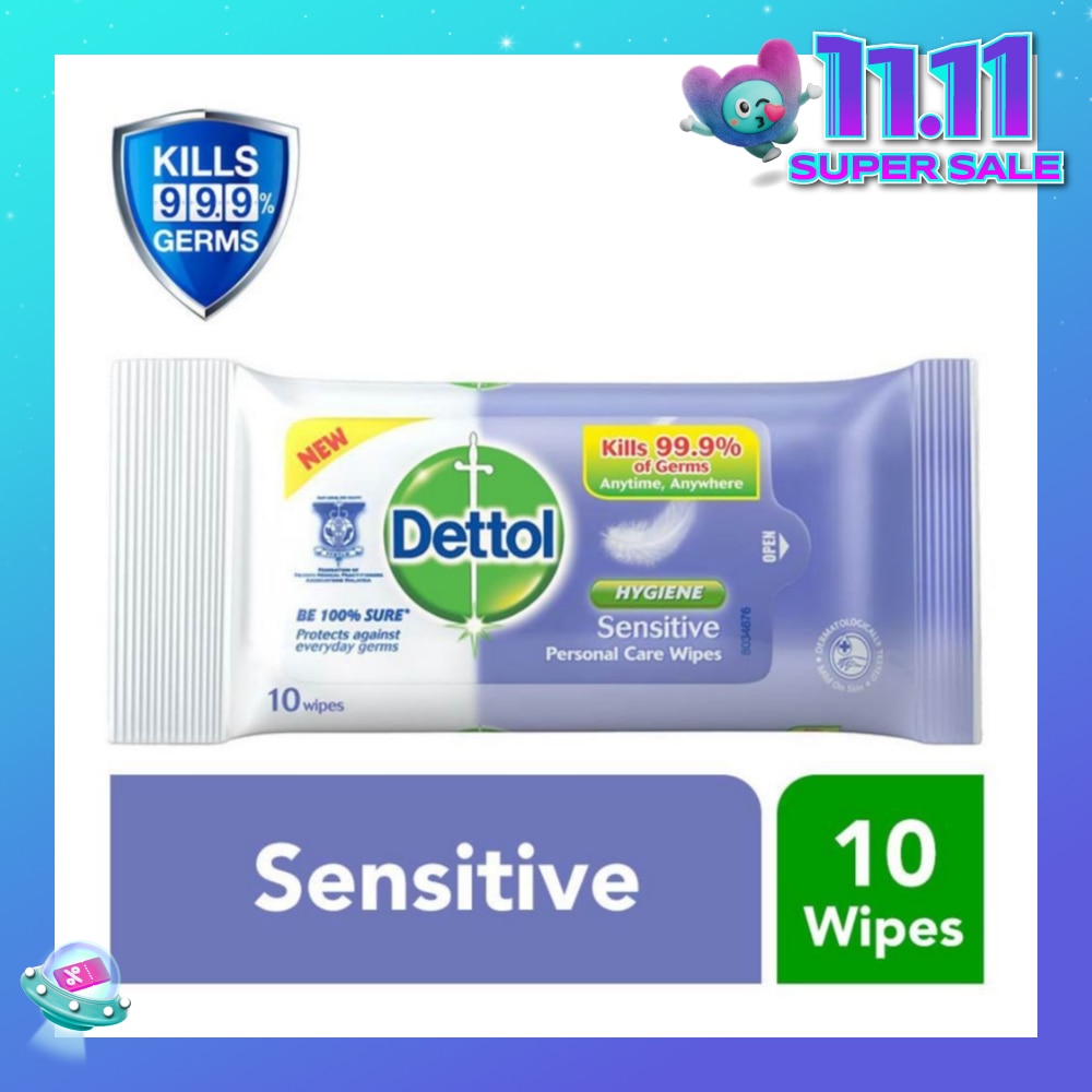 Anti-Bacterial Wet Wipes Sensitive (Removes 99.9% Germs) 10s (Expiry: Aug`2026)