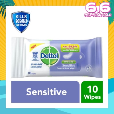 DETTOL Anti-Bacterial Wet Wipes Sensitive (Removes 99.9% Germs) 10s