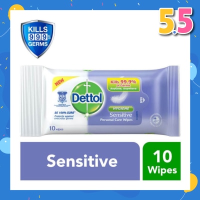 DETTOL Anti-Bacterial Wet Wipes Sensitive (Removes 99.9% Germs) 10s