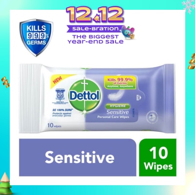 DETTOL Anti-Bacterial Wet Wipes Sensitive (Removes 99.9% Germs) 10s (Expiry: Aug`2026)
