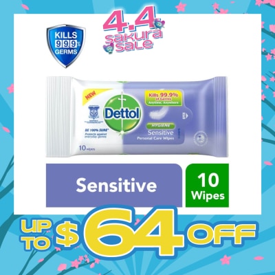 DETTOL Anti-Bacterial Wet Wipes Sensitive (Removes 99.9% Germs) 10s