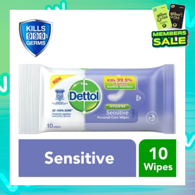 DETTOL Anti-Bacterial Wet Wipes Sensitive (Removes 99.9% Germs) 10s