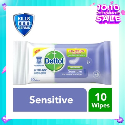 DETTOL Anti-Bacterial Wet Wipes Sensitive (Removes 99.9% Germs) 10s (Expiry: Jun`2026)