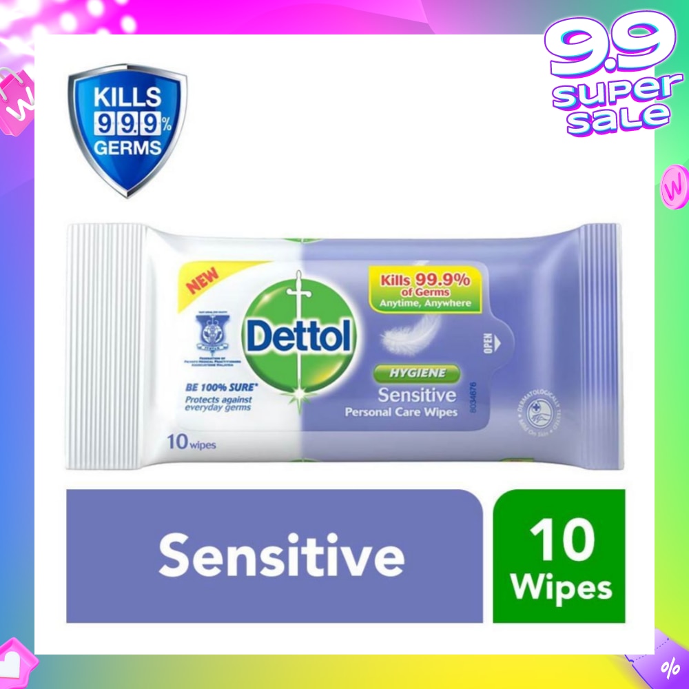 Anti-Bacterial Wet Wipes Sensitive (Removes 99.9% Germs) 10s