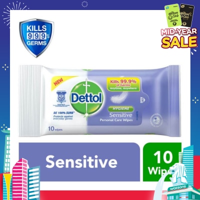 DETTOL Anti-Bacterial Wet Wipes Sensitive (Removes 99.9% Germs) 10s
