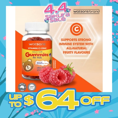 WATSONS - Vitamin C + Zinc Gummies For Kids (Added Elderberry Extract Gelatin Free) Natural Raspberry Flavour 60s