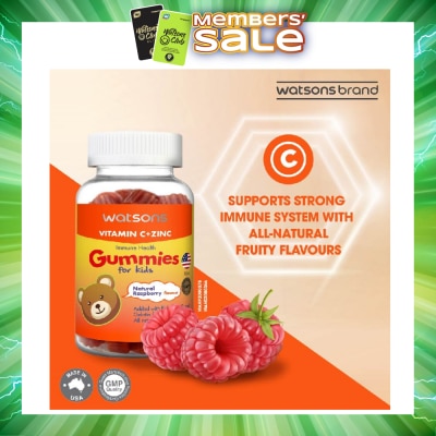 WATSONS - Vitamin C + Zinc Gummies For Kids (Added Elderberry Extract Gelatin Free) Natural Raspberry Flavour 60s