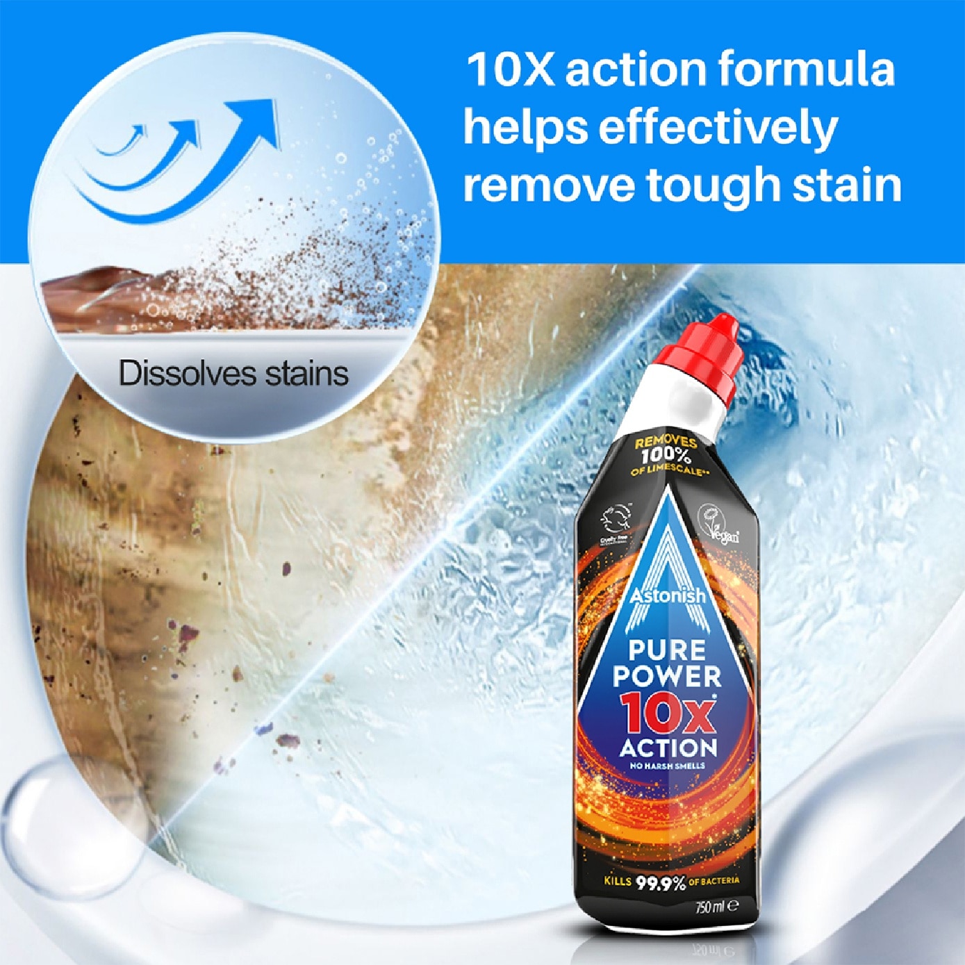 Pure Power 10x Action Toilet Gel 750ml