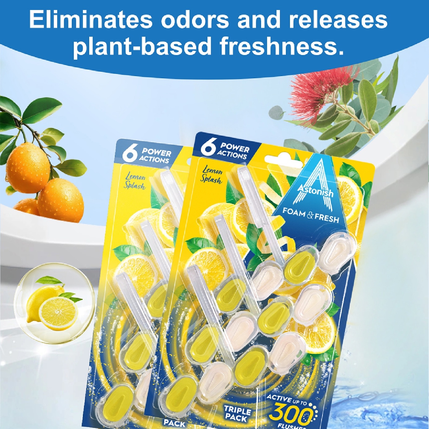 Foam & Fresh Toilet Rim Block Lemon Splash 3s