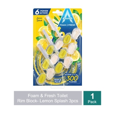 ASTONISH - Foam & Fresh Toilet Rim Block Lemon Splash 3s