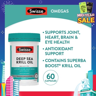 SWISSE Deep Sea Krill Oil Capsule (Support Joint + Heart + Brain + Eye Health) 60s
