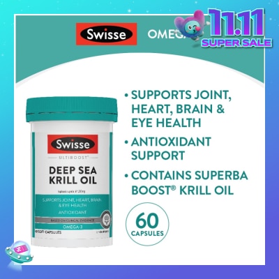 SWISSE Deep Sea Krill Oil Capsule (Support Joint + Heart + Brain + Eye Health) 60s