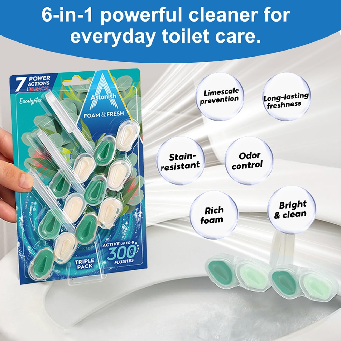 Foam & Fresh Toilet Rim Block Eucalyptus 3s