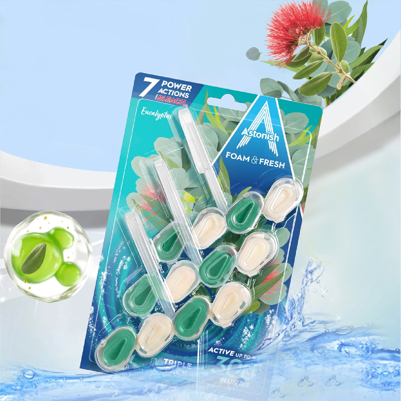 Foam & Fresh Toilet Rim Block Eucalyptus 3s