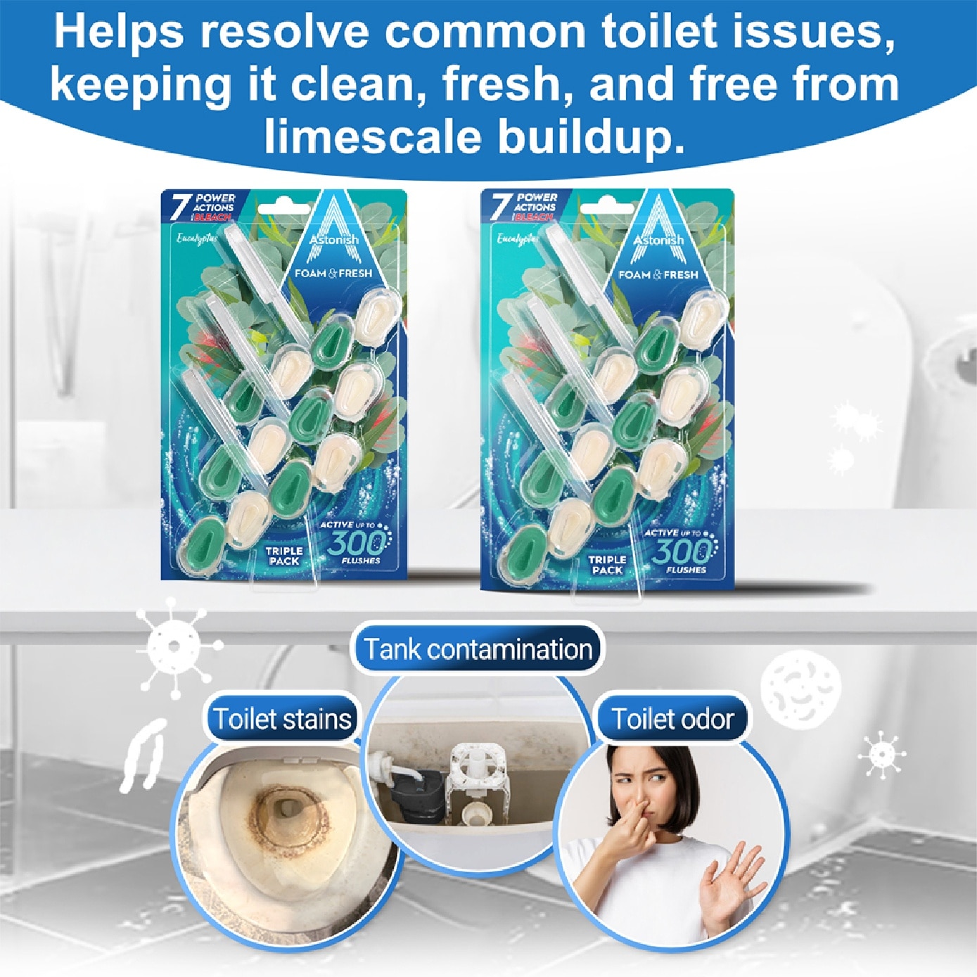 Foam & Fresh Toilet Rim Block Eucalyptus 3s