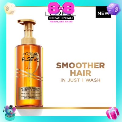 L'OREAL PARIS ELSEVE - Extraordinary Oil Sublime Sleek Silicone Free  Shampoo (For Dry & Frizzy Hair) 440ml