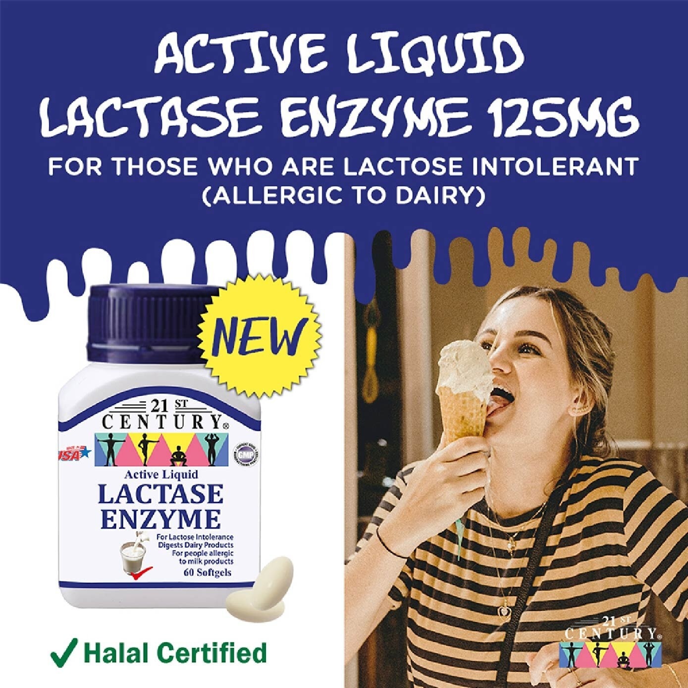 Active Liquid Lactase Enzyme 125mg (For Lactose Intolerance) 60s