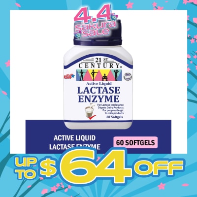 21ST CENTURY - Active Liquid Lactase Enzyme 125mg (For Lactose Intolerance) 60s