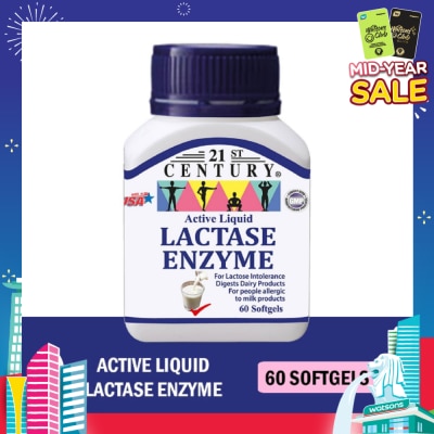 21ST CENTURY Active Liquid Lactase Enzyme 125mg (For Lactose Intolerance) 60s