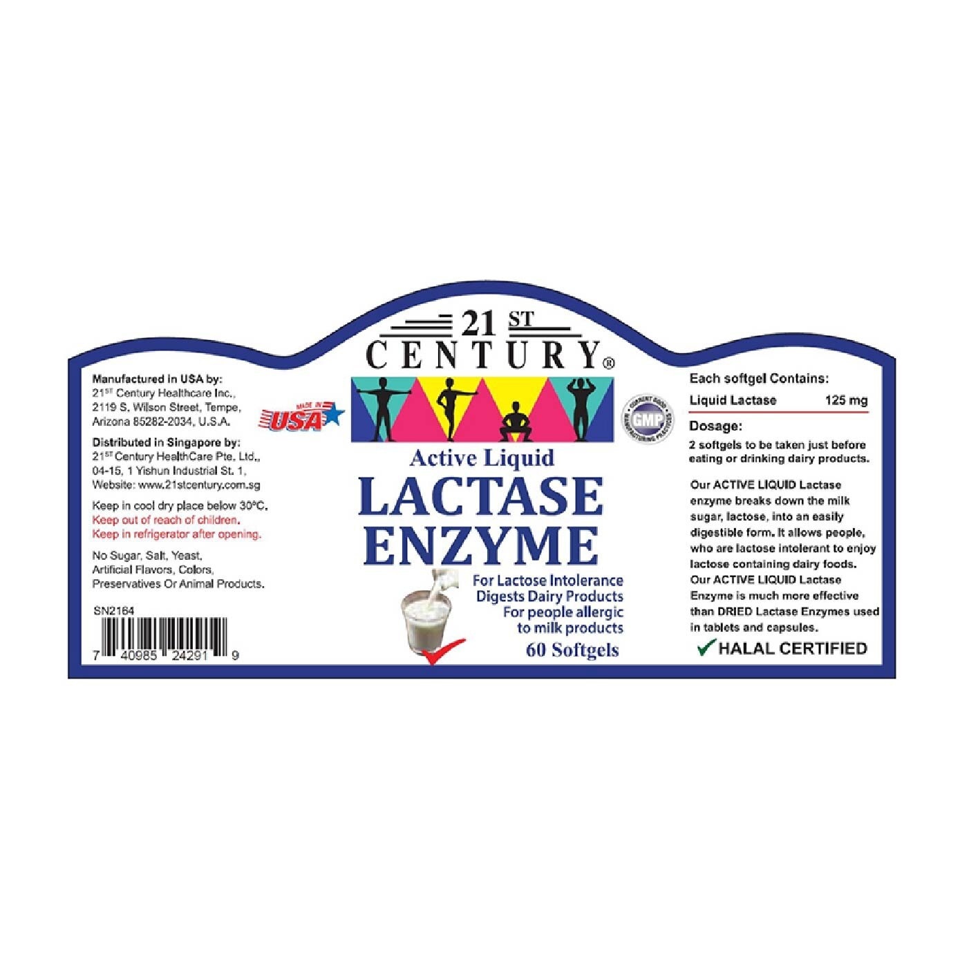 Active Liquid Lactase Enzyme 125mg (For Lactose Intolerance) 60s