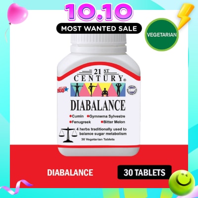 21ST CENTURY Diabalance Vegetarian Tablet (Contains 4 Herbs for Blood Sugar Support) 30s image
