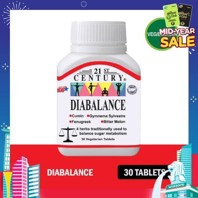 21ST CENTURY Diabalance Vegetarian Tablet (Contains 4 Herbs for Blood Sugar Support) 30s