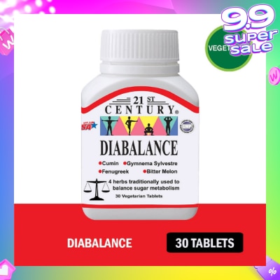 21ST CENTURY Diabalance Vegetarian Tablet (Contains 4 Herbs for Blood Sugar Support) 30s