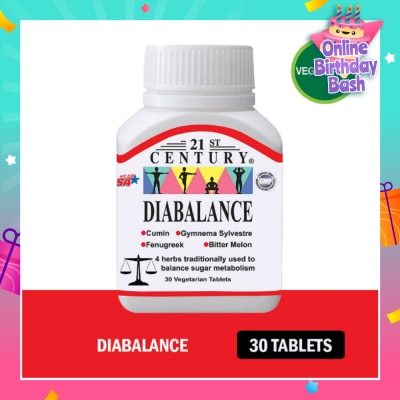 21ST CENTURY Diabalance Vegetarian Tablet (Contains 4 Herbs for Blood Sugar Support) 30s